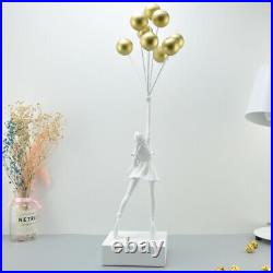 Banksy Gold balloon Flying Girl Art Sculpture résine artisanat décoration de la