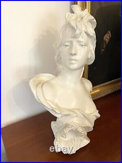 Beau Buste en Platre représentant une femme art Nouveau de Anton Nelson