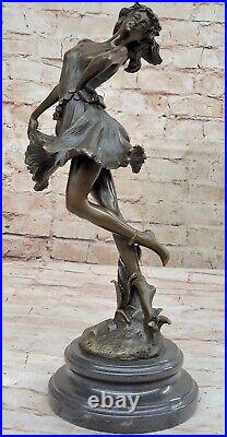 Bronze Art Déco Danseuse Figurine Signée Cesaro Français Nouveau Fonte Figurine