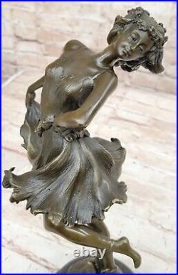 Bronze Art Déco Danseuse Figurine Signée Cesaro Français Nouveau Fonte Figurine