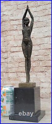 Bronze Art Sculpture Danseuse Par D. H. Style Art Nouveau Statue Figure