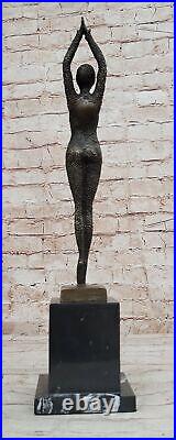 Bronze Art Sculpture Danseuse Par D. H. Style Art Nouveau Statue Figure