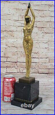 Bronze Art Sculpture Danseuse Par D. H. Style Art Nouveau Statue Figurine