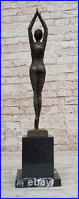 Bronze Art Sculpture Danseuse Par D. H. Style Art Nouveau Statue Figurine Gift
