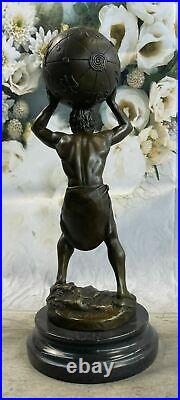 Bronze Atlas'Holding' Up Céleste Sphère Statue / Sculpture Art Déco Nouveau Art