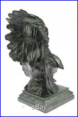 Bronze Décor de Collection Sculpture Art Déco 12 Indien Native Chef Aigle
