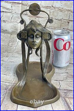 Bronze Sculpture Art Déco Bureau Nouveau Métal Femme Bijoux Plat Figurine Solde