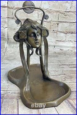 Bronze Sculpture Art Déco Bureau Nouveau Métal Femme Bijoux Plat Figurine Solde