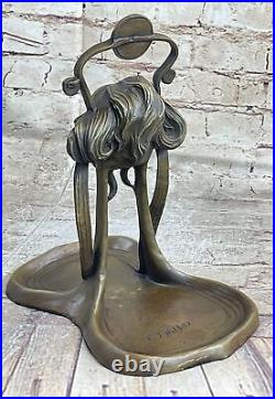 Bronze Sculpture Art Déco Bureau Nouveau Métal Femme Bijoux Plat Figurine Solde