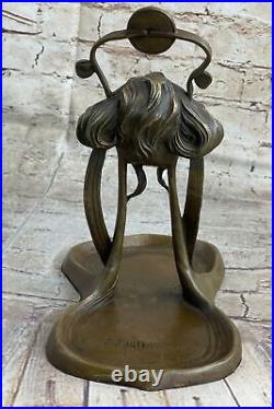 Bronze Sculpture Art Déco Bureau Nouveau Métal Femme Bijoux Plat Figurine Solde