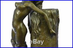 Bronze Sculpture Art Nouveau Femelle Sirène Vase Home Décoration Figurine Solde
