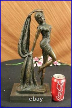 Bronze Sculpture Écharpe Dancer Art Déco Statue Fonte Maison