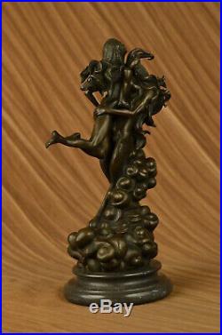 Bronze Sculpture Érotique Art Diable Et Nue Femme Lost Cire Original La Figur
