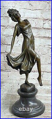 Bronze Sculpture Figurine Femme Buste Patine Art Nouveau Victorien Main Fabriqué