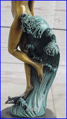 Bronze Sculpture, Main Fabriqué Statue Art Nouveau Érotique Nu Fille Avec Ouvre