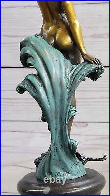 Bronze Sculpture, Main Fabriqué Statue Art Nouveau Érotique Nu Fille Avec Ouvre