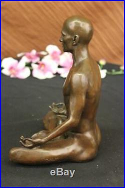 Bronze Sculpture, Main Fabriqué Statue Art Nouveau Homme Yoga Méditation Cadeau