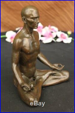 Bronze Sculpture, Main Fabriqué Statue Art Nouveau Homme Yoga Méditation Cadeau