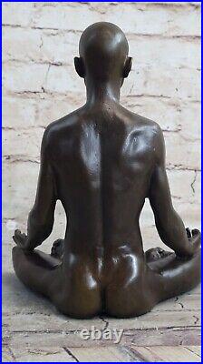 Bronze Sculpture, Main Fabriqué Statue Art Nouveau Homme Yoga Méditation Vente