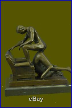 Bronze Sculpture Mâle Et Femelle en Un Chauffé Moment Fonte Figurine Art