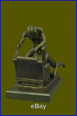 Bronze Sculpture Mâle Et Femelle en Un Chauffé Moment Fonte Figurine Art
