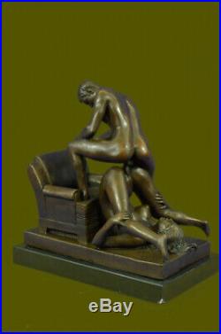 Bronze Sculpture Mâle et Femelle en un Chauffé Moment Fonte Figurine Art