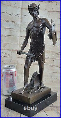 Bronze Sculpture Marbre Figurine Buste Warrior Romain Art Nouveau Décor Nr