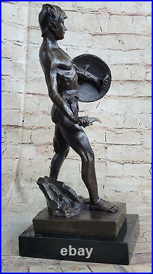 Bronze Sculpture Marbre Figurine Buste Warrior Romain Art Nouveau Décor Nr