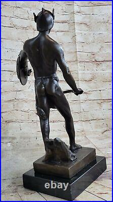Bronze Sculpture Marbre Figurine Buste Warrior Romain Art Nouveau Décor Nr