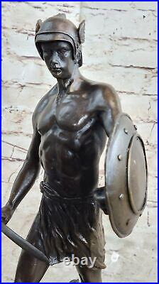 Bronze Sculpture Marbre Figurine Buste Warrior Romain Art Nouveau Décor Nr