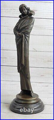 Bronze Sculpture Signée Français Par Jean La Érotique Style Art Nouveau Figurine
