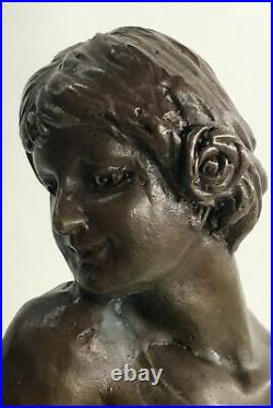 Bronze Sculpture Statue Superbe Art Nouveau Sexy Maiden Figurine Cadeau