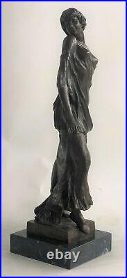 Bronze Sculpture Statue Superbe Style Art Nouveau Sexy Maiden Figurine En