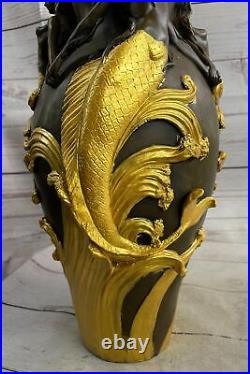 Bronze Sculpture Style Art Nouveau Superbe Détaillé Vase Nu Ouvre Figurine Solde