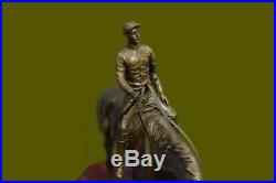 Bronze Sculpture Superbe Détails A Jockey et Thoroughbred Cheval Fonte Décor Art