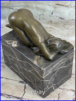 Bronze Sculpture de Collection Statue Style Art Nouveau Sensuel Nu Femelle Ouvre
