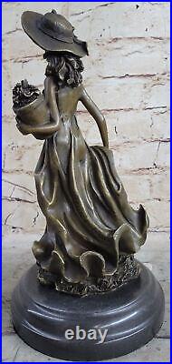 Bronze Style Art Nouveau Statue Sculpture Figurine Chair Fille Debout By Jean La