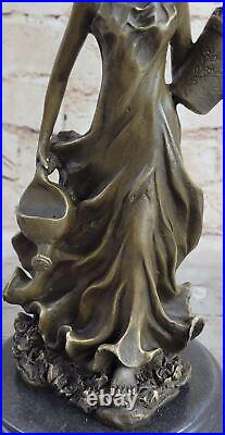 Bronze Style Art Nouveau Statue Sculpture Figurine Chair Fille Debout By Jean La