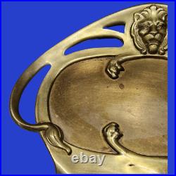 Bronze antiquité art nouveau vide poche coupelle plateau allemand sculpture lion