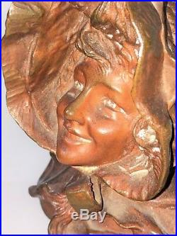Buste De Dame Art Nouveau. Bronze. Van Der Straeten. Société Des Bronzes. Xixe