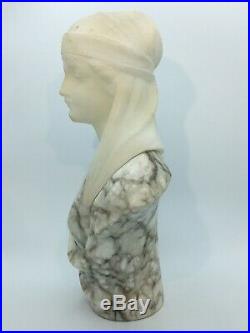 Buste Femme Au Turban en marbre de Guglielmo PUGI époque art nouveau