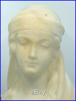 Buste Femme Au Turban en marbre de Guglielmo PUGI époque art nouveau