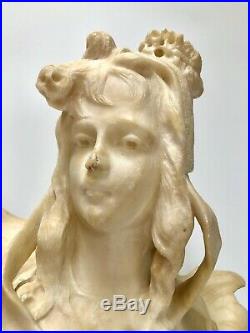 Buste Femme Coiffe Albatre 1900 Art Nouveau C2532