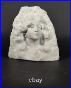 Buste de FEMME AU BANDEAU en marbre fin XIXème ART NOUVEAU signé Etienne LENHOIR