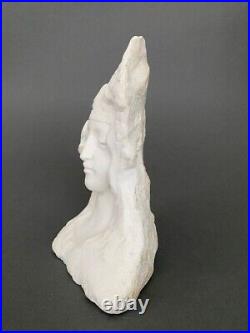 Buste en marbre par Lenhoir taille directe femme 1900 Art Nouveau H5494