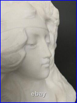 Buste en marbre par Lenhoir taille directe femme 1900 Art Nouveau H5494