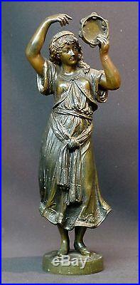 C 1900 jolie statue statuette danseuse au tambourin 24c810g sculpture regule