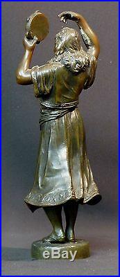 C 1900 jolie statue statuette danseuse au tambourin 24c810g sculpture regule