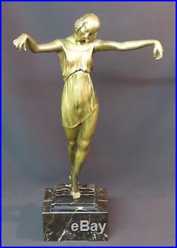 C 1925 P. LAUREL rare statue sculpture art nouveau danseuse bronze 4.3Kg43cm