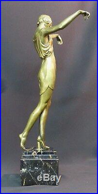 C 1925 P. LAUREL rare statue sculpture art nouveau danseuse bronze 4.3Kg43cm